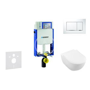 GEBERIT Kombifix Modul pro závěsné WC s tlačítkem Sigma30, bílá/lesklý chrom + Villeroy Boch WC a sedátko, DirectFlush, SoftClose, CeramicPlus 110.302.00.5 NI5