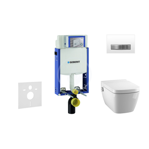 GEBERIT Kombifix Modul pro závěsné WC s tlačítkem Sigma50, alpská bílá + Tece One sprchovací toaleta a sedátko, Rimless, SoftClose 110.302.00.5 NT8
