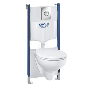 GROHE Solido Sada pro závěsné WC + klozet a sedátko softclose Bau Ceramic, rimless, tlačítko Sail, chrom 39415000