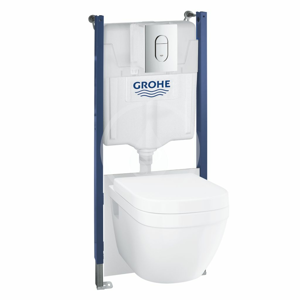 GROHE Solido Sada pro závěsné WC + klozet a sedátko softclose, rimless, tlačítko Arena Cosmopolitan, chrom 39701000