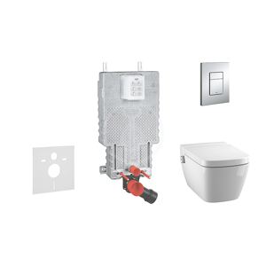 GROHE Uniset Set předstěnové instalace, sprchovací toalety a sedátka Tece, tlačítka Skate Cosmo, Rimless, SoftClose, chrom 38643SET-KT