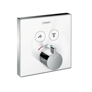 HANSGROHE Shower Select Glass Termostatická baterie pod omítku pro 2 spotřebiče, bílá/chrom 15738400