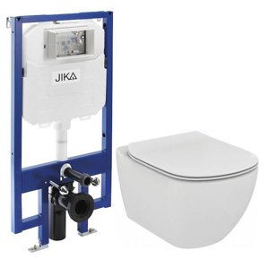 JIKA předstěnový instalační 8 cm systém bez tlačítka + WC Ideal Standard Tesi se sedátkem H894652 X TE3