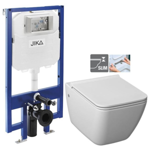 JIKA předstěnový instalační 8 cm systém bez tlačítka + WC JIKA PURE + SEDÁTKO DURAPLAST H894652 X PU1