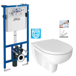 předstěnový instalační systém bez tlačítka + WC JIKA LYRA PLUS RIMLESS + SEDÁTKO DURAPLAST SLOWCLOSE H895652 X LY2