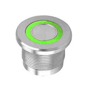 Lorema Piezoelektrické tlačítko z nerez oceli, zelené prstenc. podsvícení 12V LED, IP68 123063