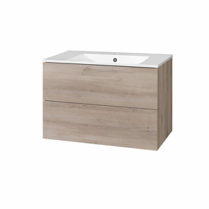 MEREO Aira, koupelnová skříňka s keramickým umyvadlem 80 cm, dub CN721