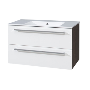 MEREO Koupelnová skříňka s keramickým umyvadlem 100 cm, bílá/schoko CN682
