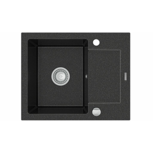 MEXEN Enzo granitový dřez 1-mísa dřez s vypouštěním krátký Board 576x465 mm, černá skvrnité 6506571005-76