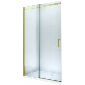 MEXEN OMEGA posuvné dveře 130x190 cm 8 mm zlatá, transparent se sadou pro niku 825-130-000-50-00