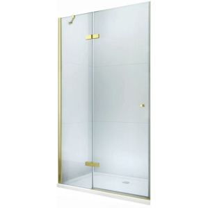 MEXEN Roma sprchové dveře křídlové 70 cm, transparent, zlatý se stěnovým profilem 854-070-000-50-00