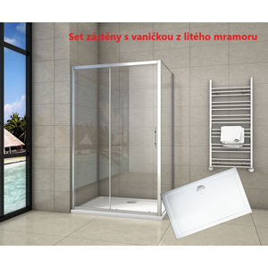 H K Obdélníkový sprchový kout SYMPHONY 110x80 cm s posuvnými dveřmi včetně sprchové vaničky z litého mramoru