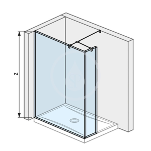 Pure Skleněná stěna boční, 1200x200x2000 mm, s úpravou Jika Perla Glass H2674260026681