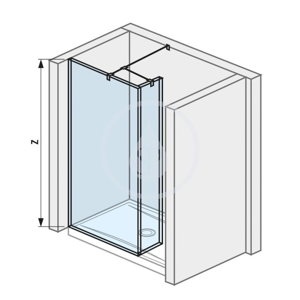 Pure Skleněná stěna boční včetně krátkého skla, 795x200x2000 mm, s úpravou Jika Perla Glass H2684220026681