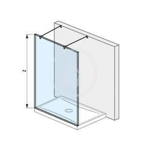 Pure Skleněná stěna pevná včetně dvou vzpěr, 1200x2000 mm, s úpravou Jika Perla Glass H2674200026681