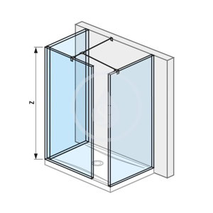 Pure Sprchová stěna Walk in třídílná 700x900x900 mm, Jika Perla Glass, čiré sklo H2684280026681