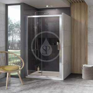 RAVAK 10° Sprchové dveře dvoudílné 10DP2-100, 1000 mm, lesklý hliník/sklo 0ZVA0C00Z1