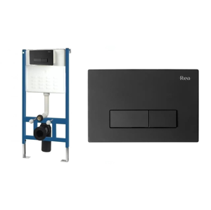 REA Podomítkový rám pro WC mísu s černým tlačítkem REA-E3650