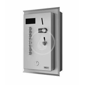 SANELA Automaty Vestavný mincovní automat pro 4-8 sprch, interaktivní ovládání, antivandal, matný nerez SLZA 02LNZ