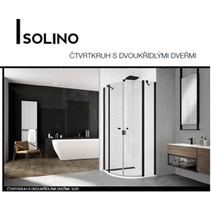SanSwiss SOLINO BLACK Čtvrtkruh s 2-křídlými dveřmi 900/2000mm černá matná/čiré sklo SOR550900607 SOR550900607