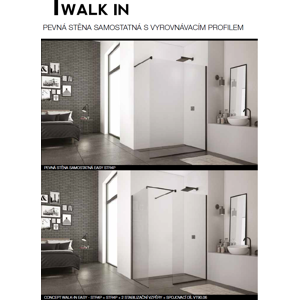 SanSwiss WALK IN BLACK Pevná stěna samostatná 900/2000mm černá matná/čiré sklo STR4P0900607 STR4P0900607