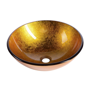 SAPHO AGO skleněné umyvadlo na desku Ø 42 cm, zlatě oranžová 2501-19