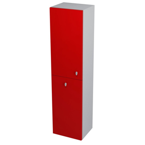 SAPHO AILA skříňka vysoká s košem 35x140x30cm, levá, červená/stříbrná 55647