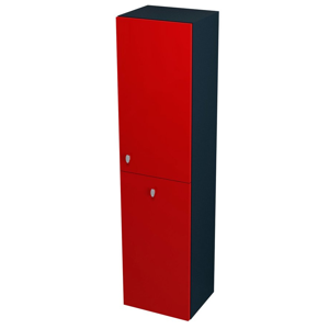 SAPHO AILA skříňka vysoká s košem 35x140x30cm, pravá, červená/černá 55676