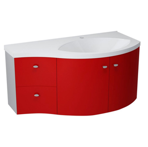 SAPHO AILA umyvadlová skříňka 110x39cm, červená/stříbrná, zásuvky vlevo 55611