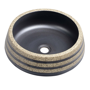SAPHO PRIORI keramické umyvadlo, průměr 41cm, 15cm, černá/kámen PI021