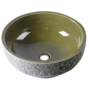 SAPHO PRIORI keramické umyvadlo, průměr 43cm, olivová zelená PI016