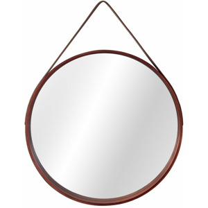 Tutumi kulaté zrcadlo v dřevěném rámu na pásku LOFT D.Brown 59 cm HOM-09696