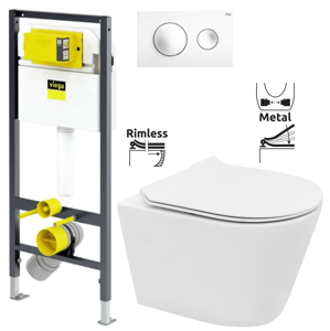 VIEGA Presvista modul DRY pro WC včetně tlačítka Style 20 bílé + WC REA TOMAS RIMFLESS + SEDÁTKO V771973 STYLE20BI TO1