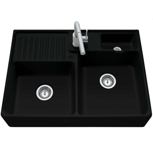 VILLEROY & BOCH Keramický dřez Double-bowl sink Ebony modulový 895 x 630 x 220 bez excentru 632391S5